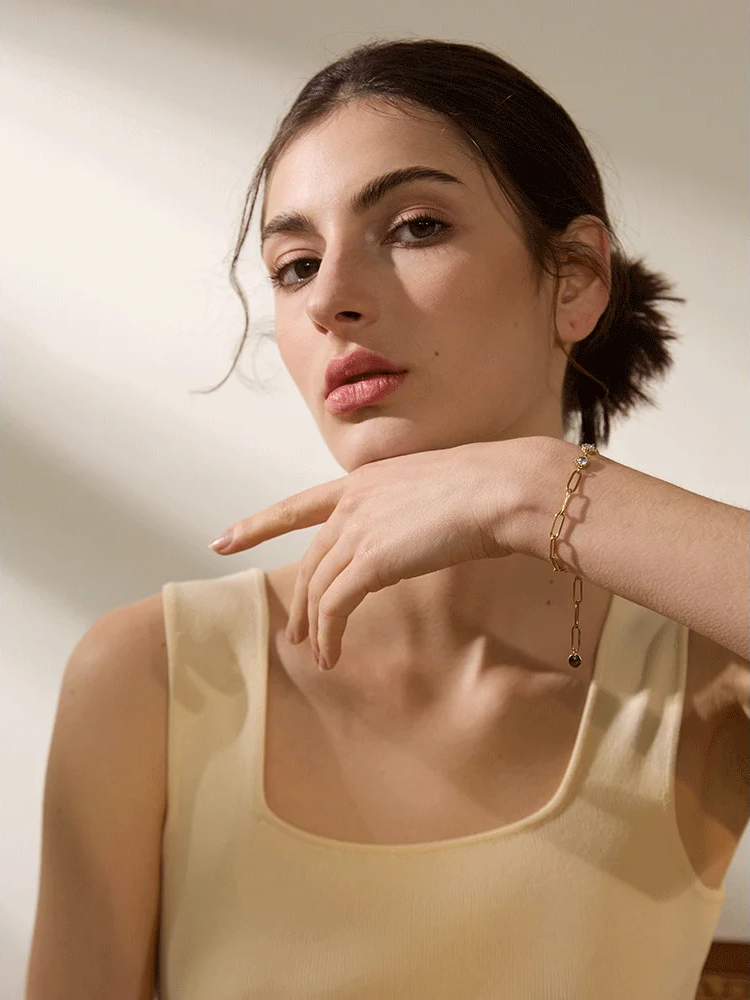 Shiny cubic zirconia round chain fashion bracelet - product image