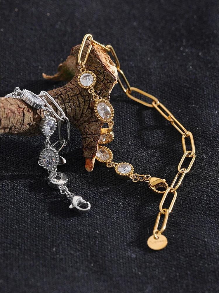 Shiny cubic zirconia round chain fashion bracelet - product image