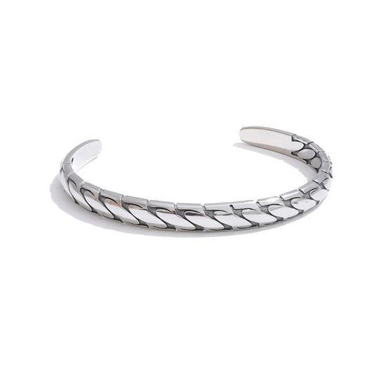 Silver color vintage men cuff bracelet bangle - product image