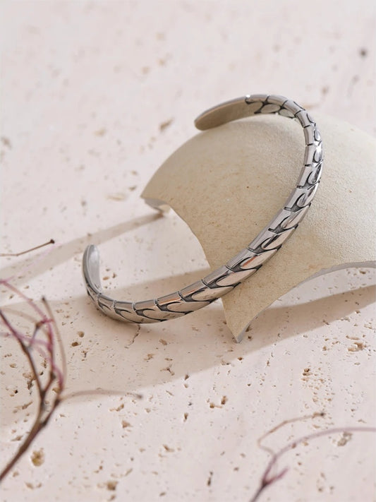 Silver color vintage men cuff bracelet bangle - product image