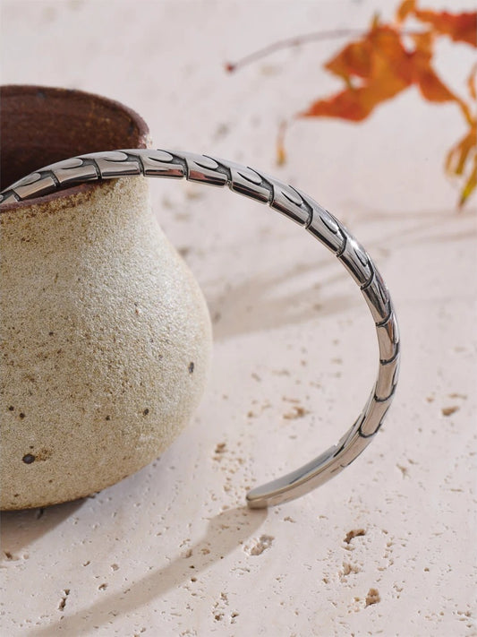 Silver color vintage men cuff bracelet bangle - product image