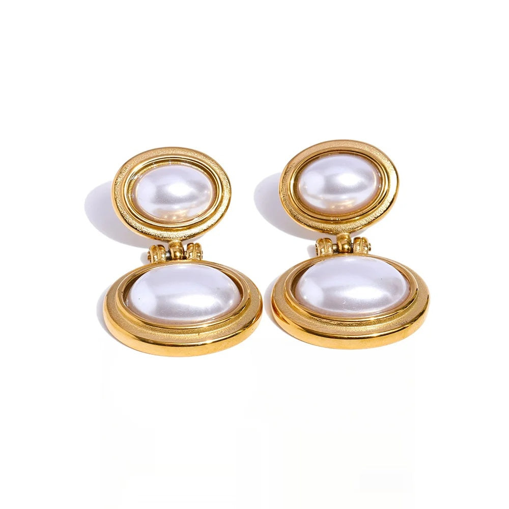 Simulated pearl drop earrings vintage fashion women's - product image
