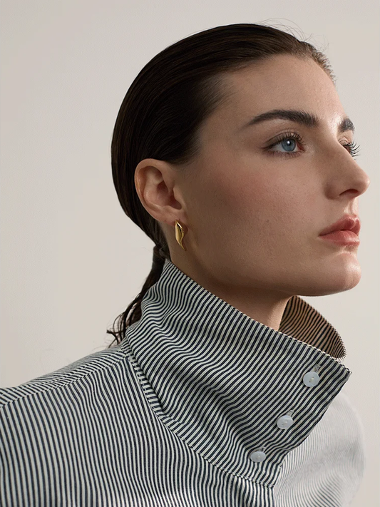 Smooth irregular minimalist metal stud earrings - product image