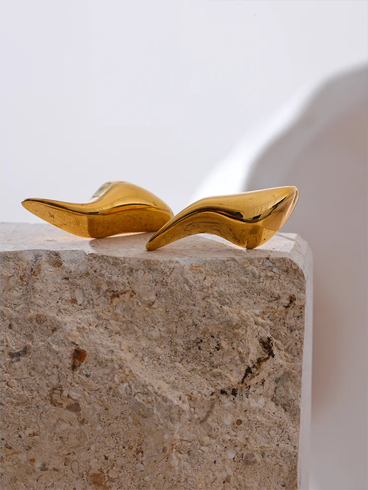 Smooth irregular minimalist metal stud earrings - product image