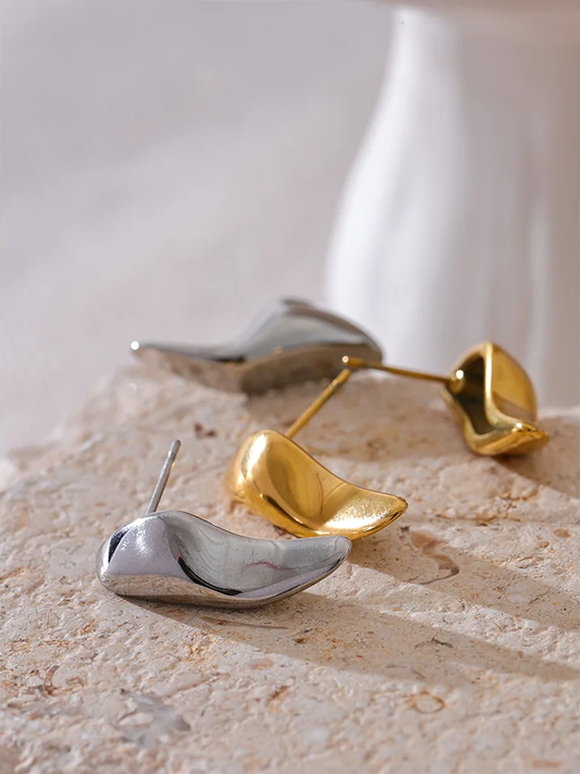 Smooth irregular minimalist metal stud earrings - product image