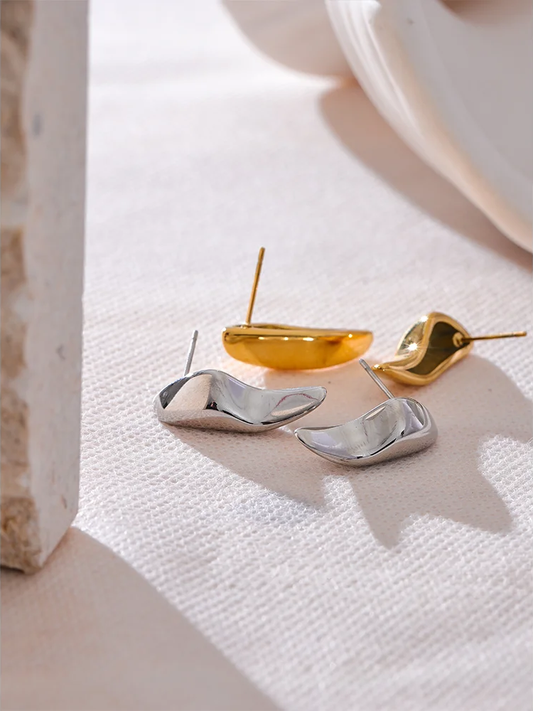 Smooth irregular minimalist metal stud earrings - product image