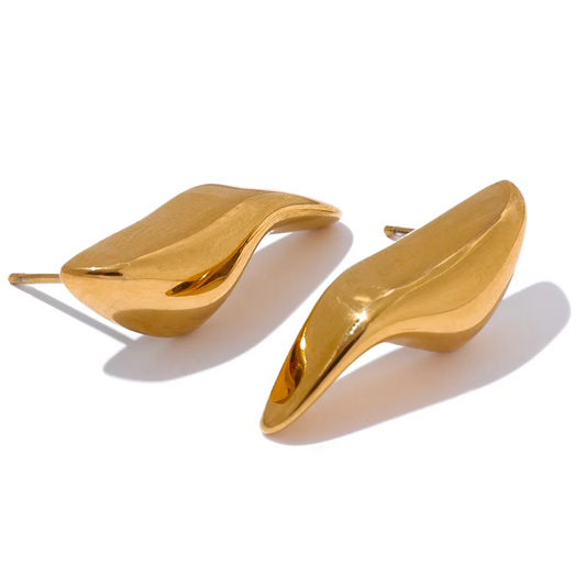 Smooth irregular minimalist metal stud earrings - product image