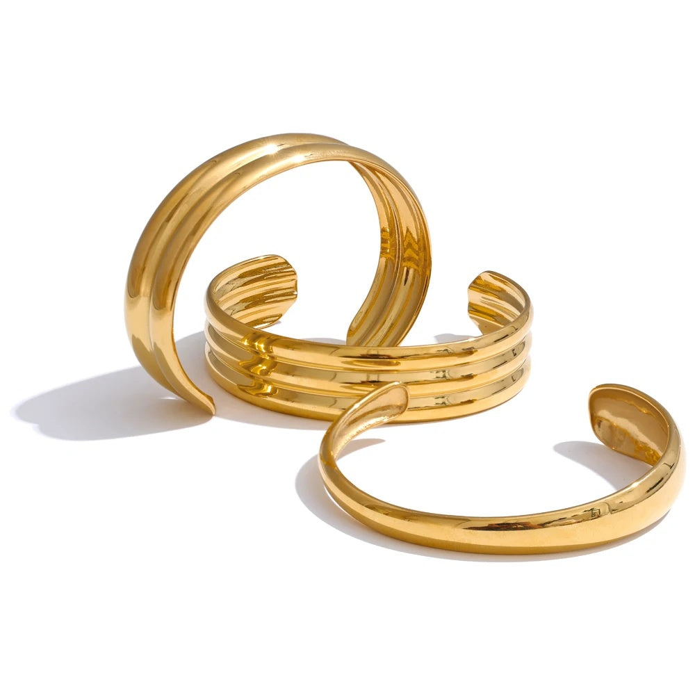Smooth layered textured water resistant cuff women bracelet - product image