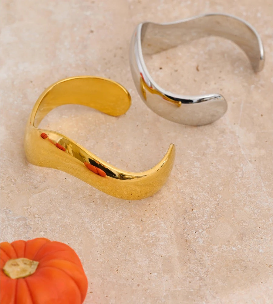 Smooth minimalist cuff open bangle bracelet - product image