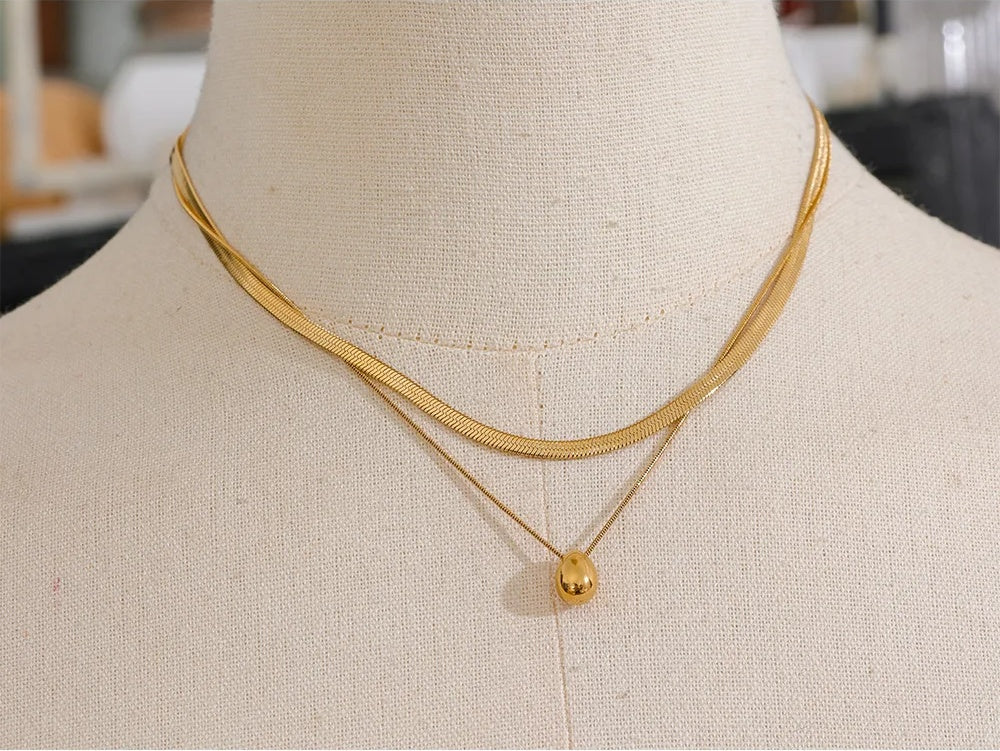 Snake chain double layer pendant necklace women - product image