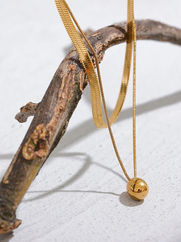 Snake chain double layer pendant necklace women - product image