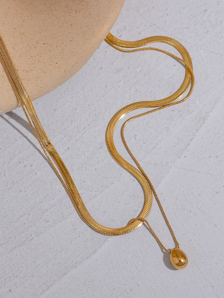 Snake chain double layer pendant necklace women - product image
