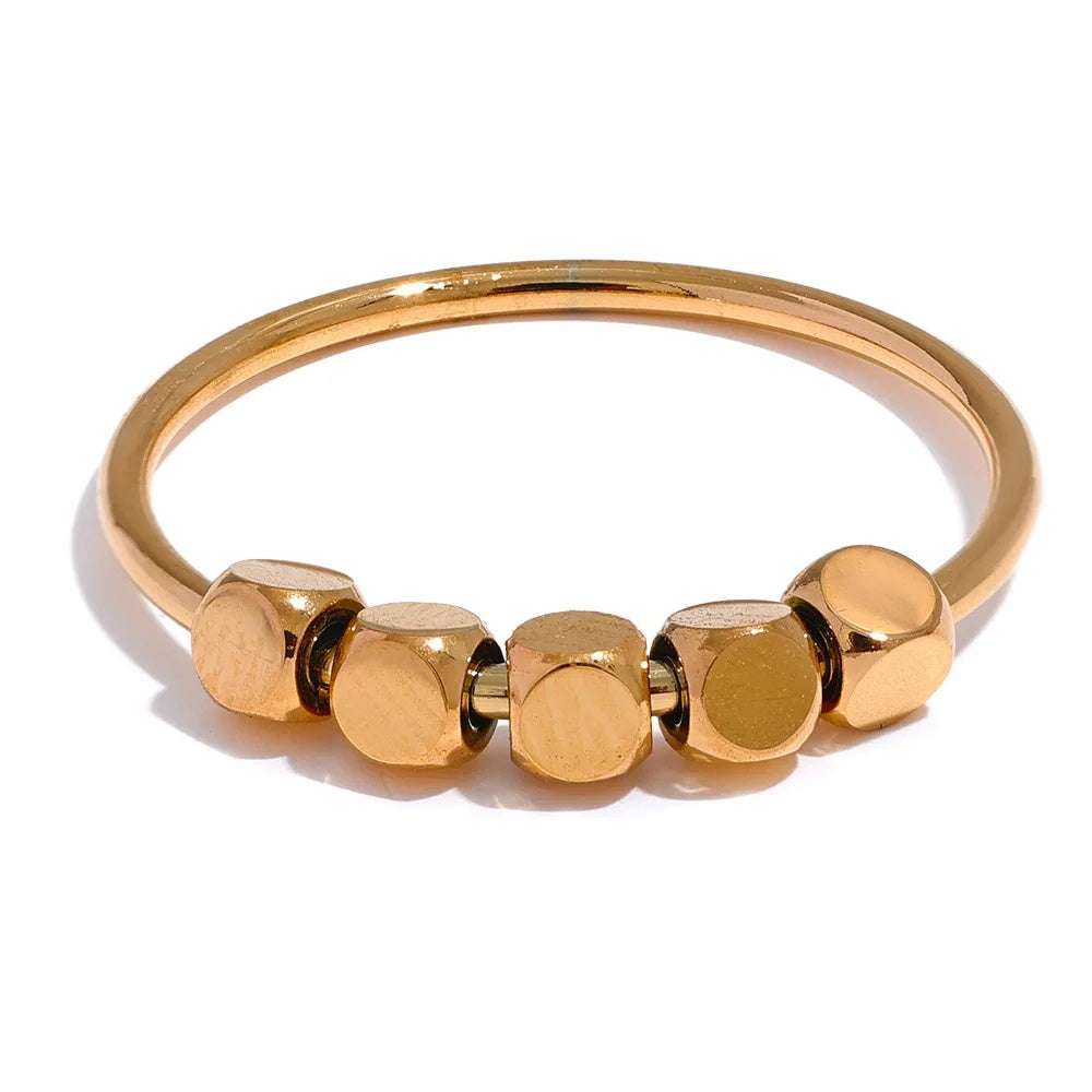 Square beads thin gold silver color summer ring - product image