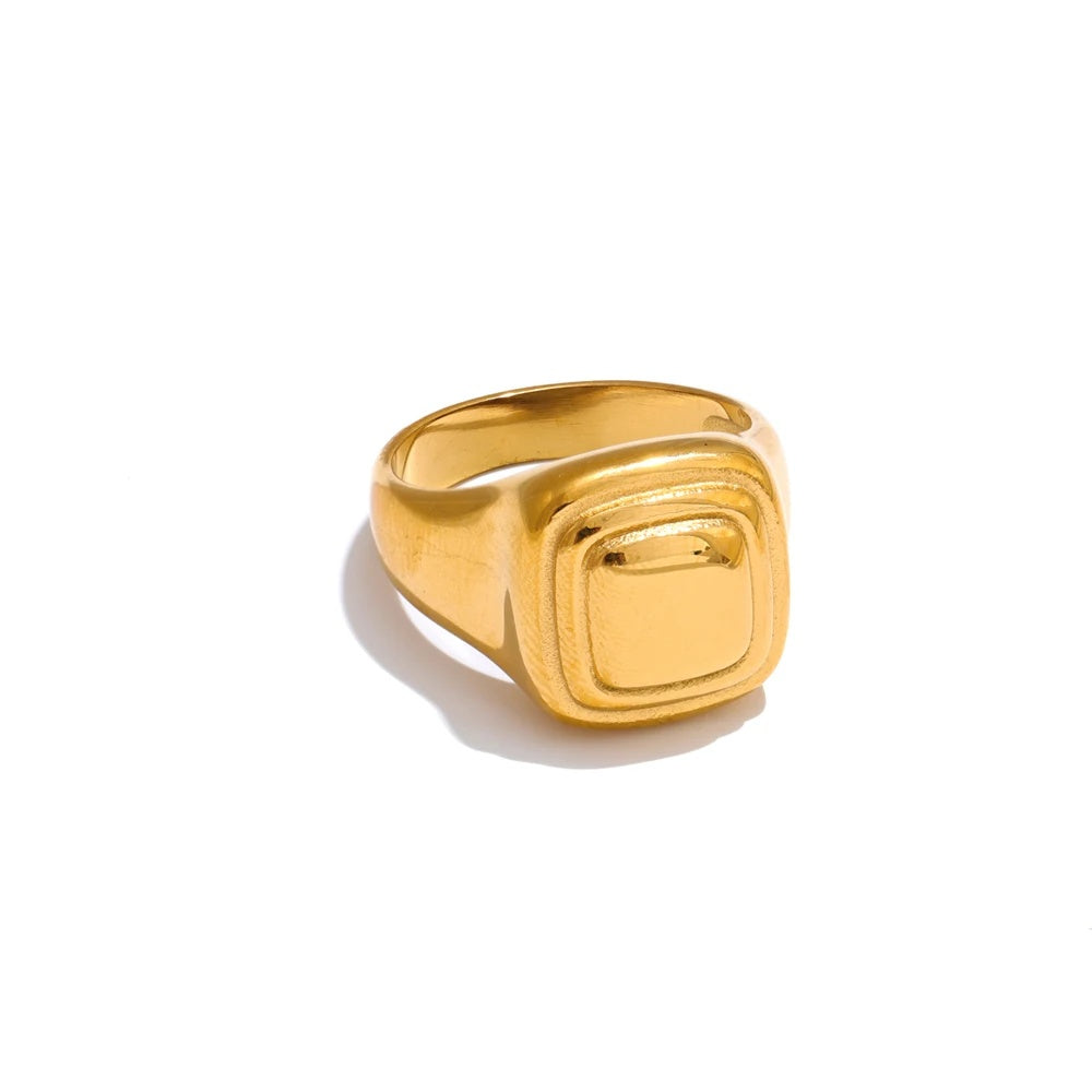 Square casting ring 18k gold pvd plated - product image