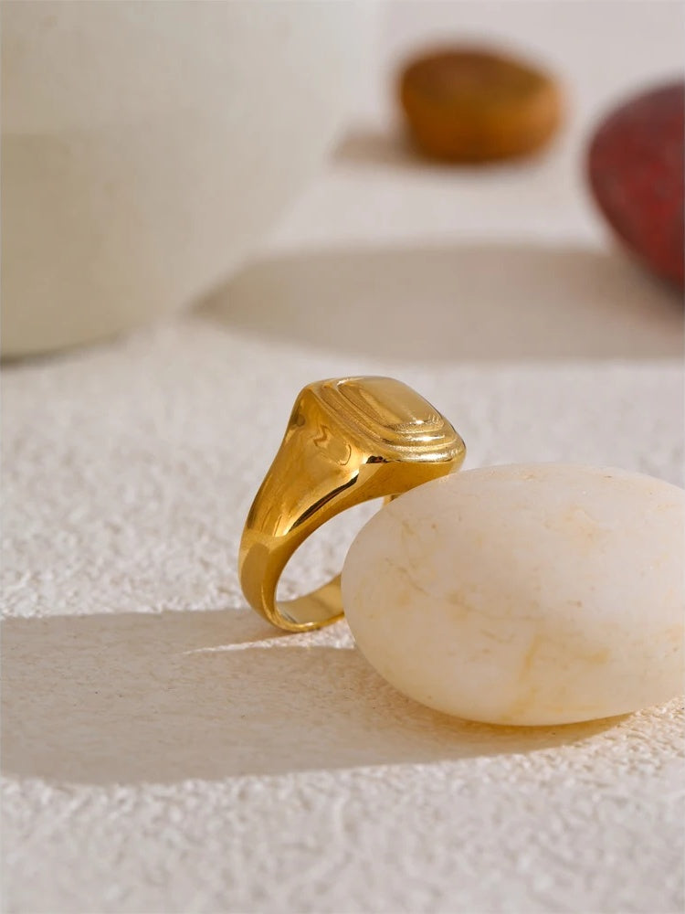 Square casting ring 18k gold pvd plated - product image