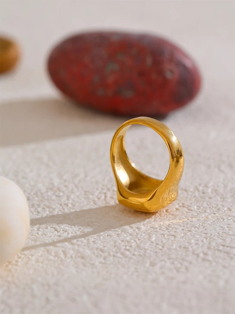 Square casting ring 18k gold pvd plated - product image