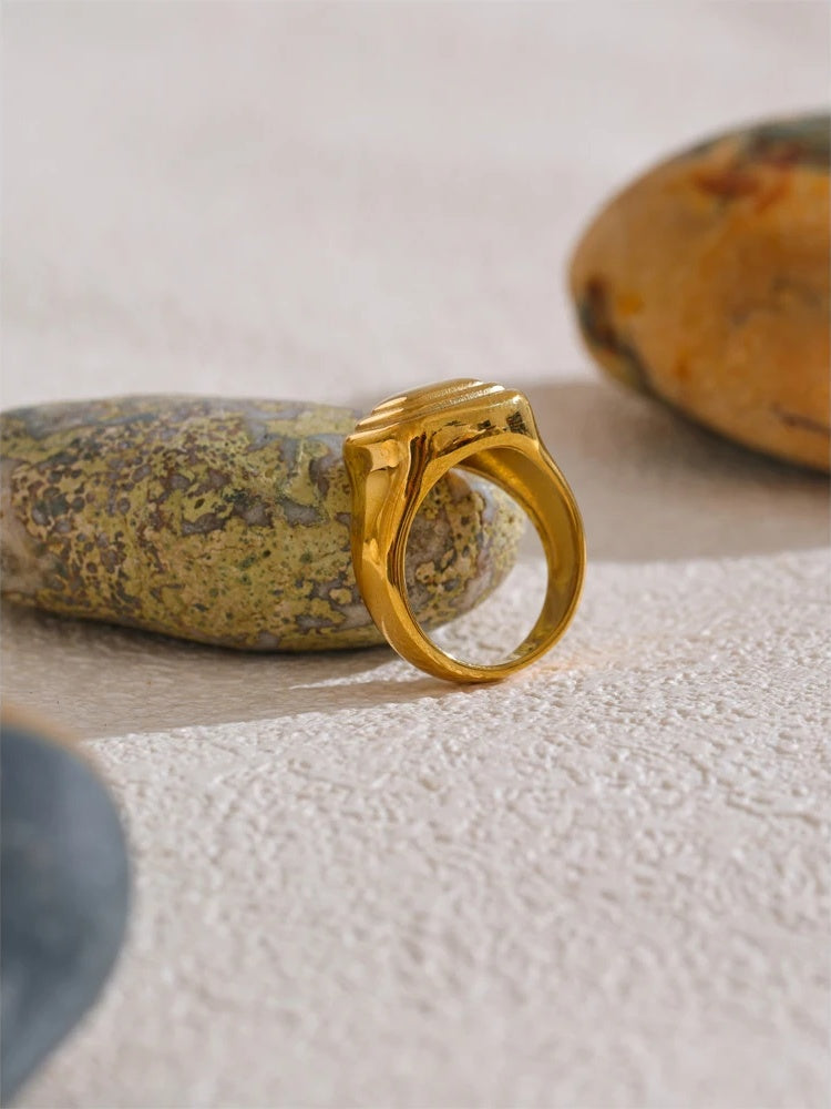 Square casting ring 18k gold pvd plated - product image