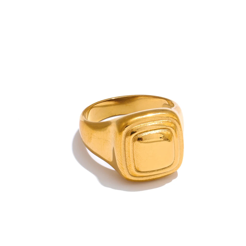 Square casting ring 18k gold pvd plated - product image