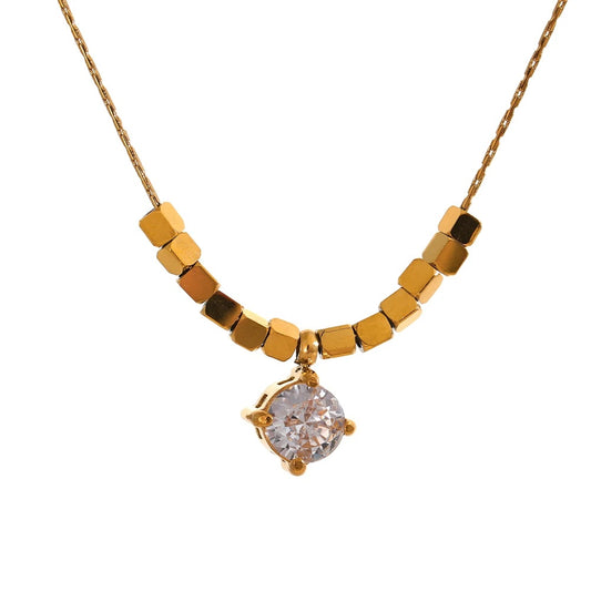 Square chain cubic zirconia pendant necklace - product image