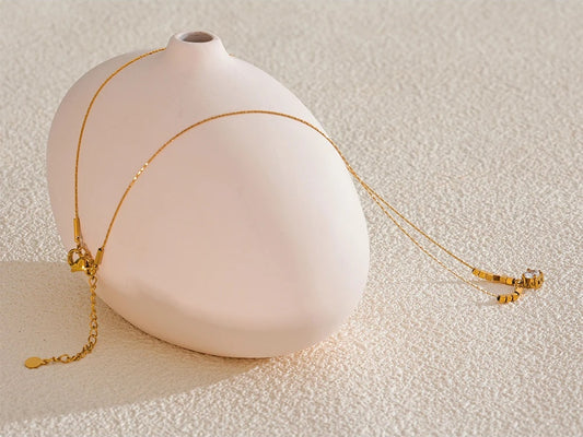 Square chain cubic zirconia pendant necklace - product image