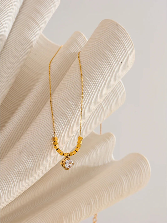 Square chain cubic zirconia pendant necklace - product image