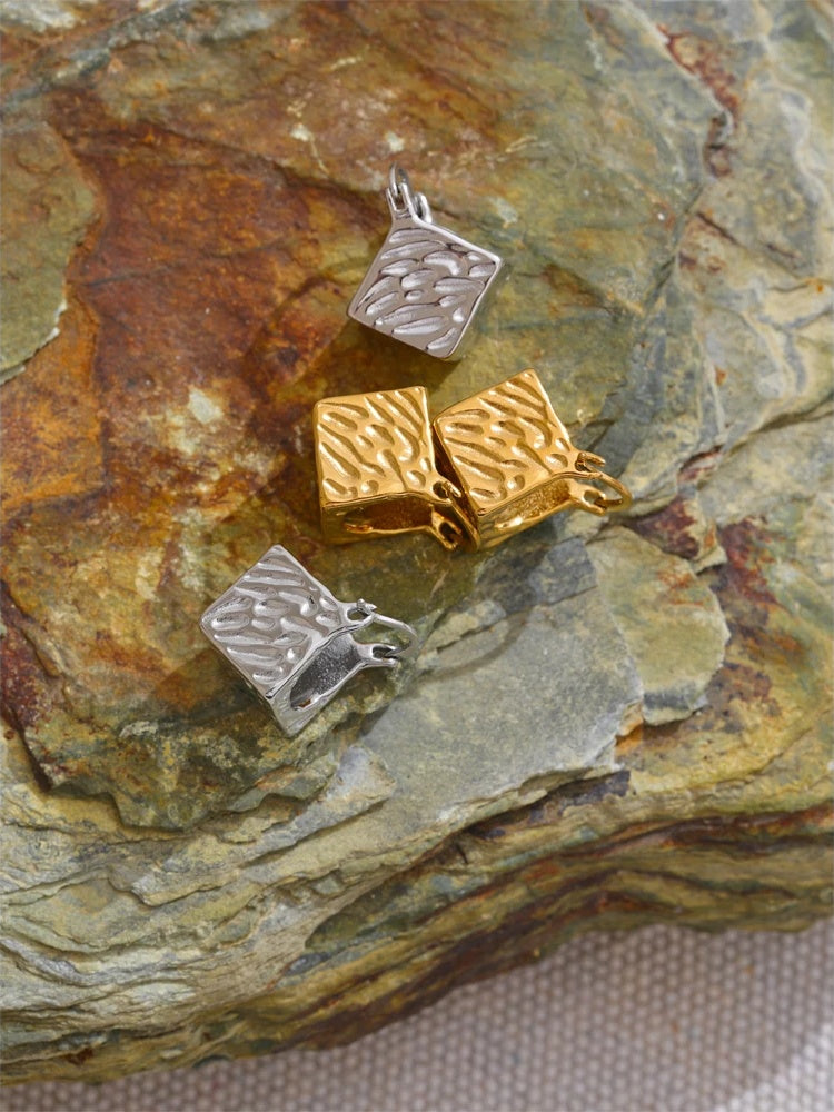 Square hollow cast distinctive stylish hoop earrings - product image