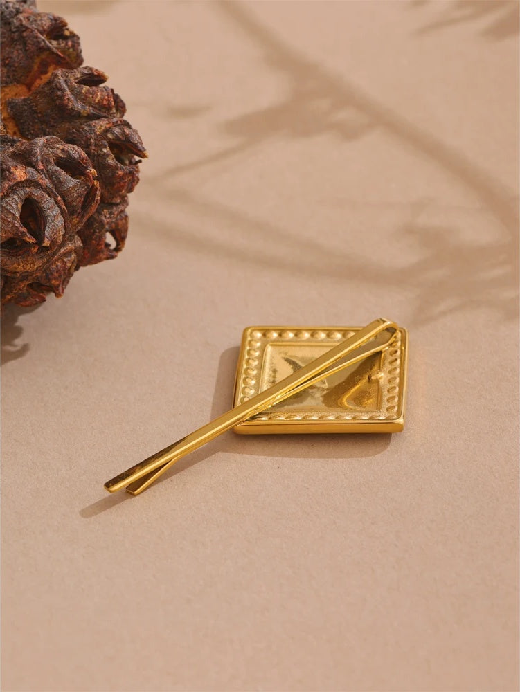 Square minimalist cubic zirconia hair pin - product image