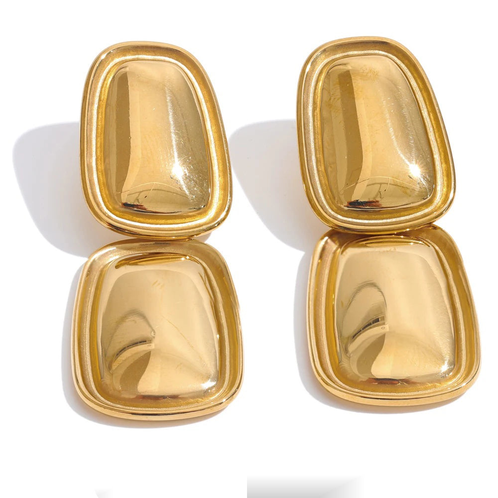 Square rectangle drop abstract statement earrings - product image