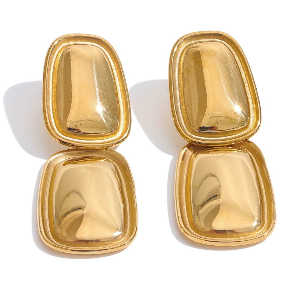 Square rectangle drop abstract statement earrings - product image