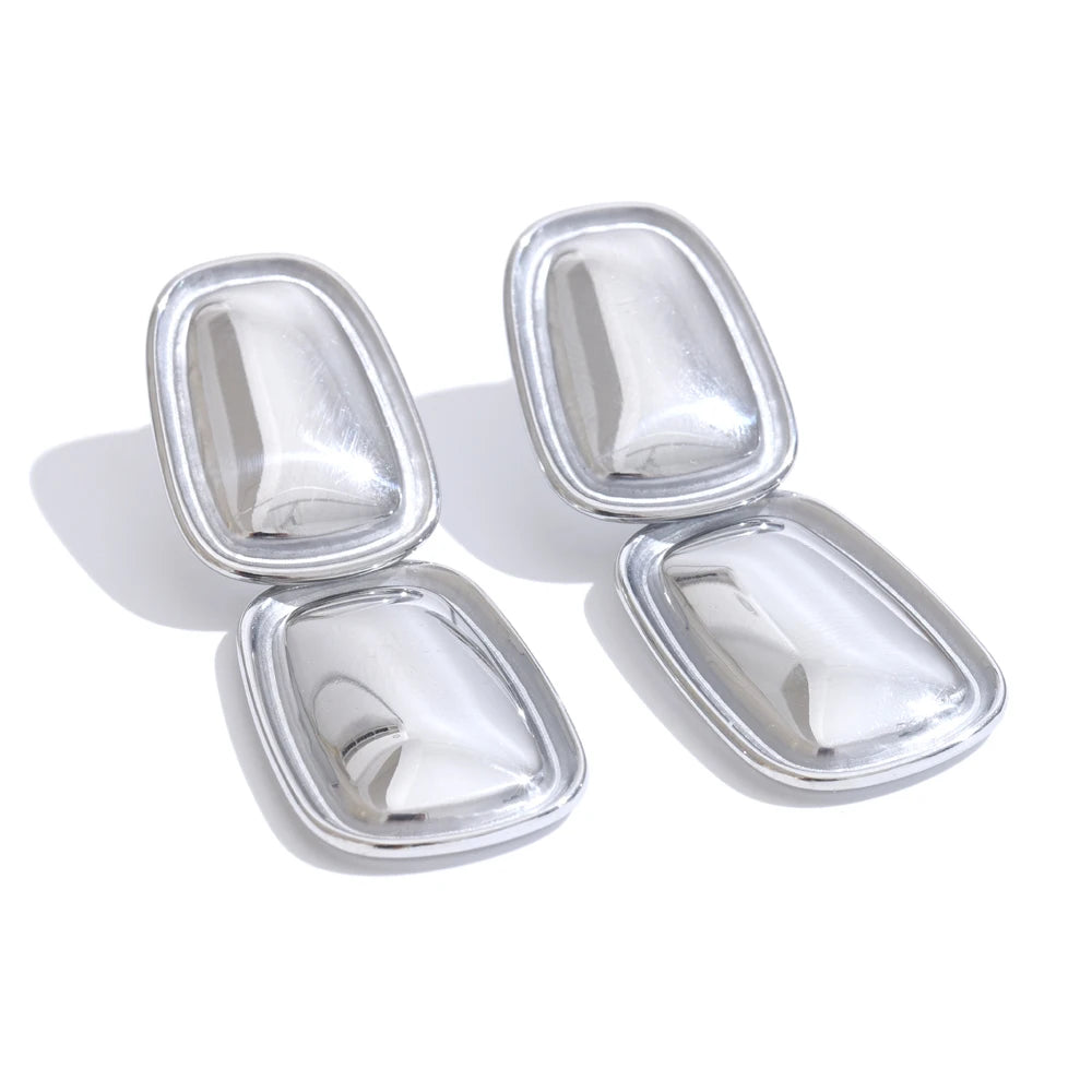 Square rectangle drop abstract statement earrings - product image