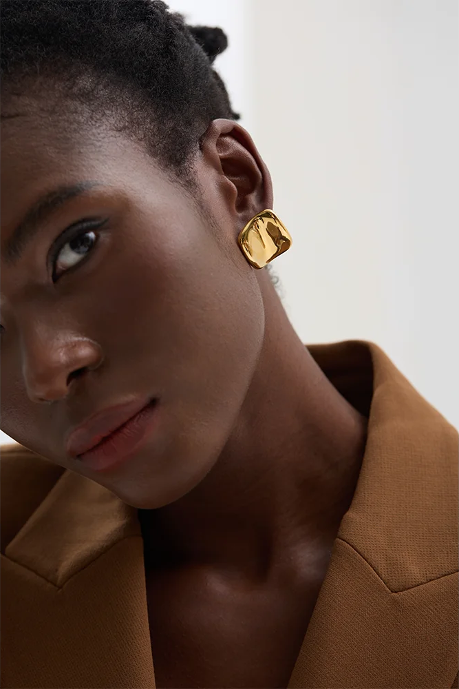 Square simple waterproof stud earrings - product image