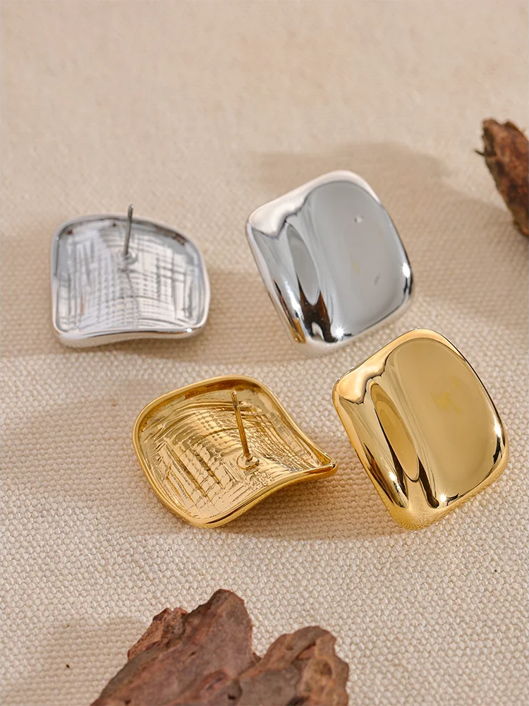 Square simple waterproof stud earrings - product image