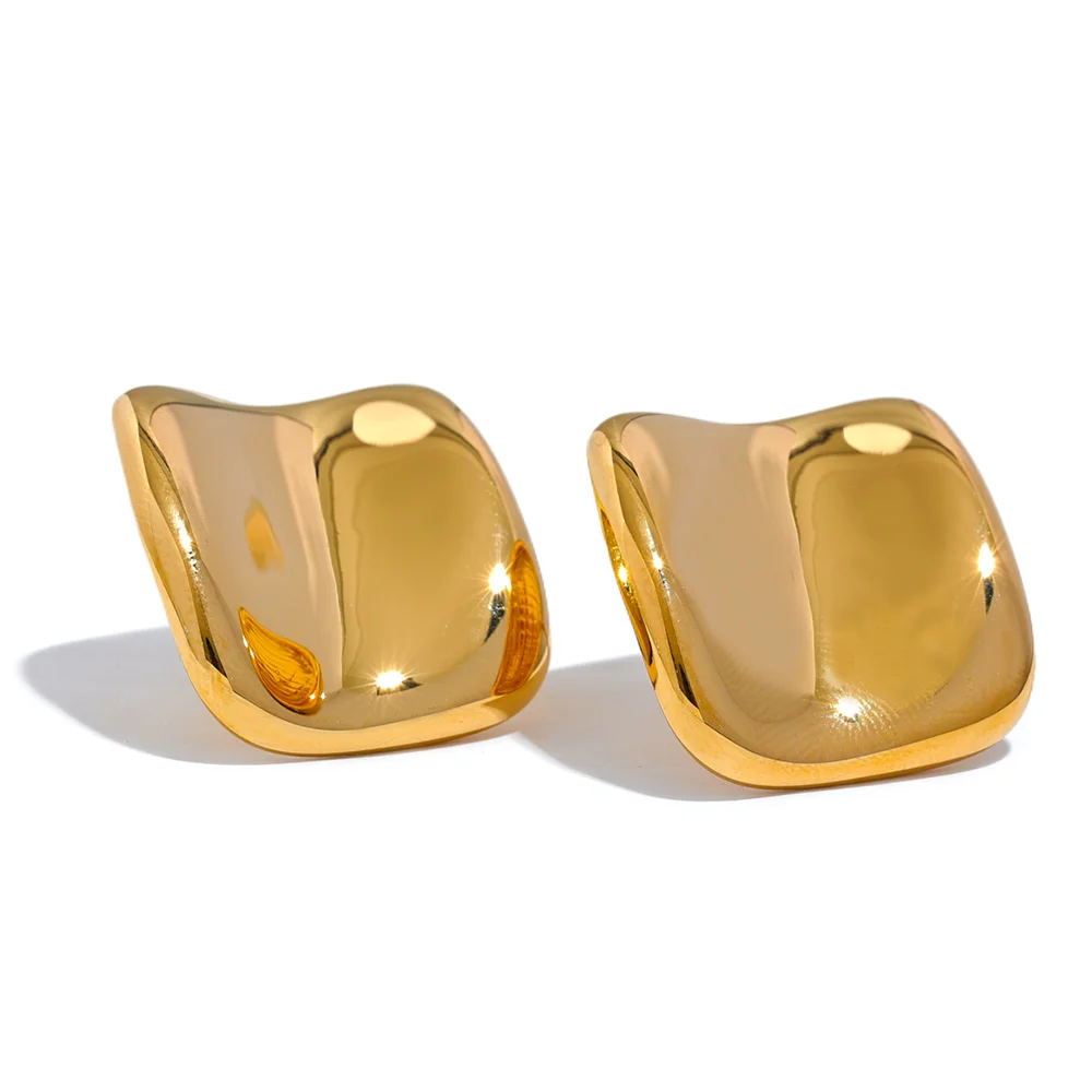 Square simple waterproof stud earrings - product image