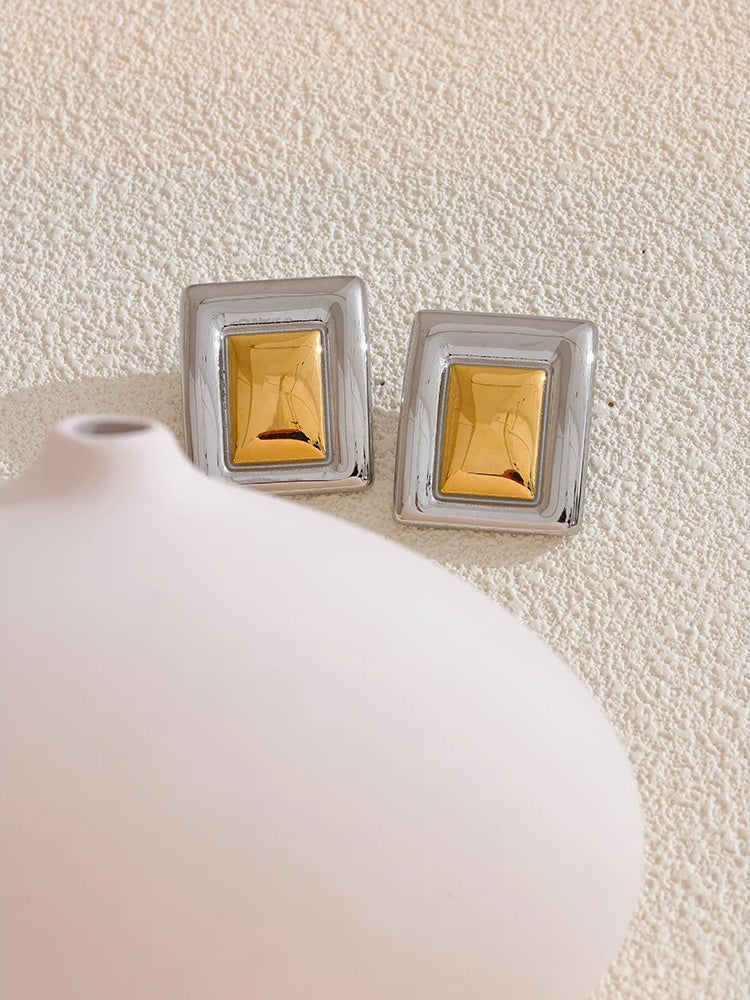 Square waterproof stud earrings women - product image