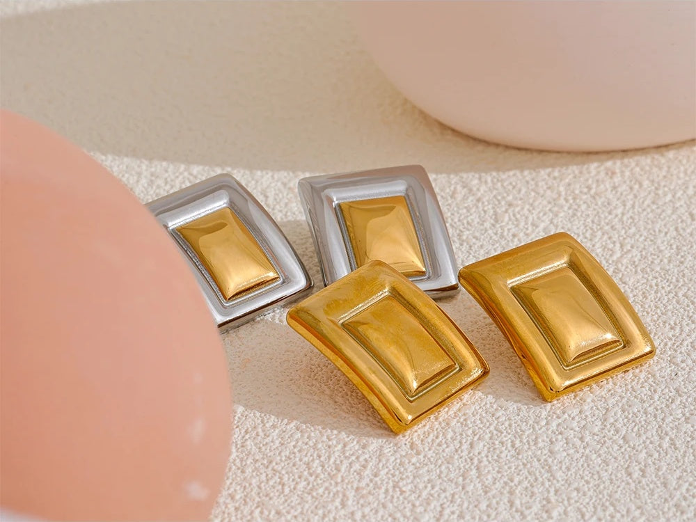 Square waterproof stud earrings women - product image