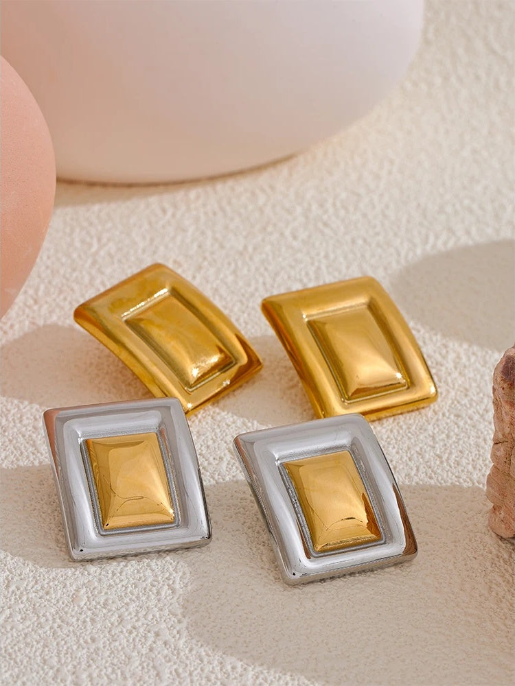 Square waterproof stud earrings women - product image