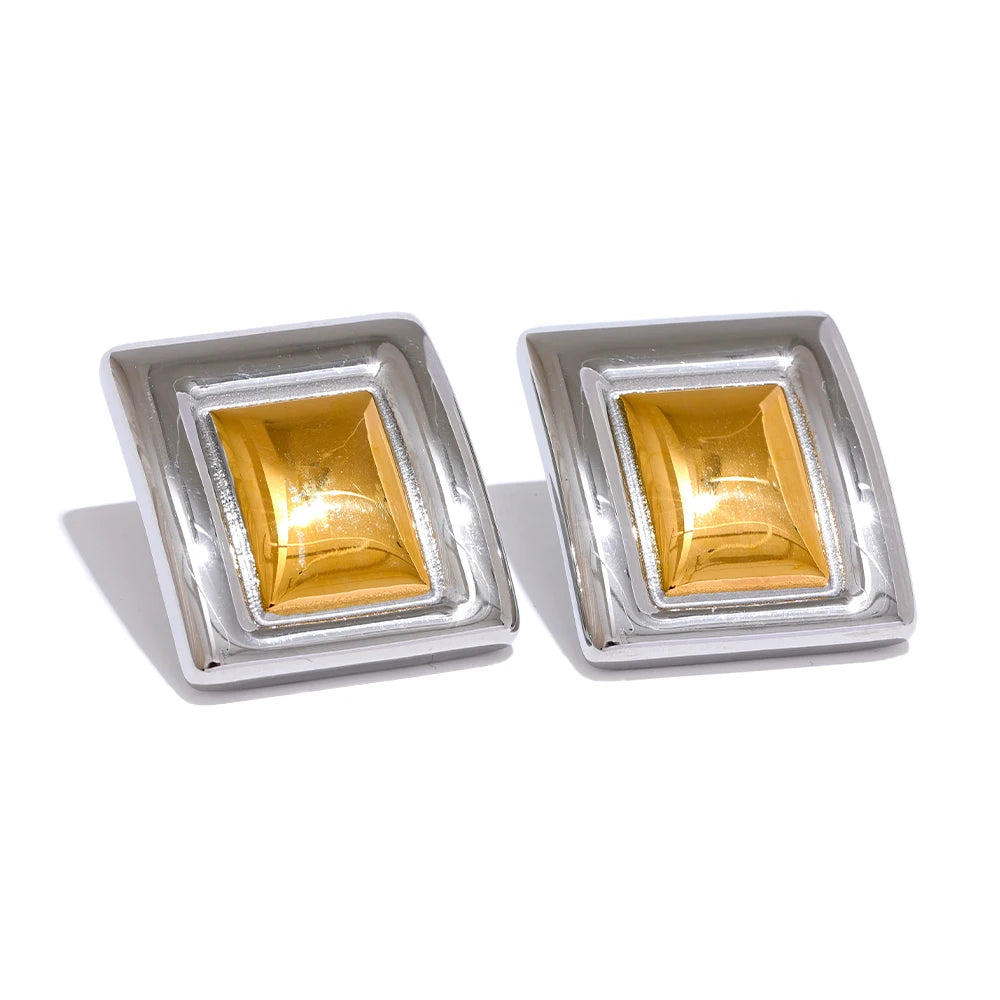 Square waterproof stud earrings women - product image