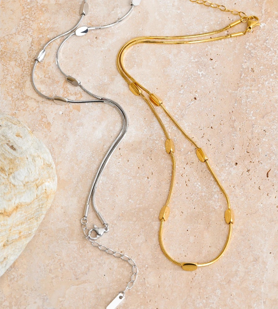 Stainless steel snake chain collar necklace - product image