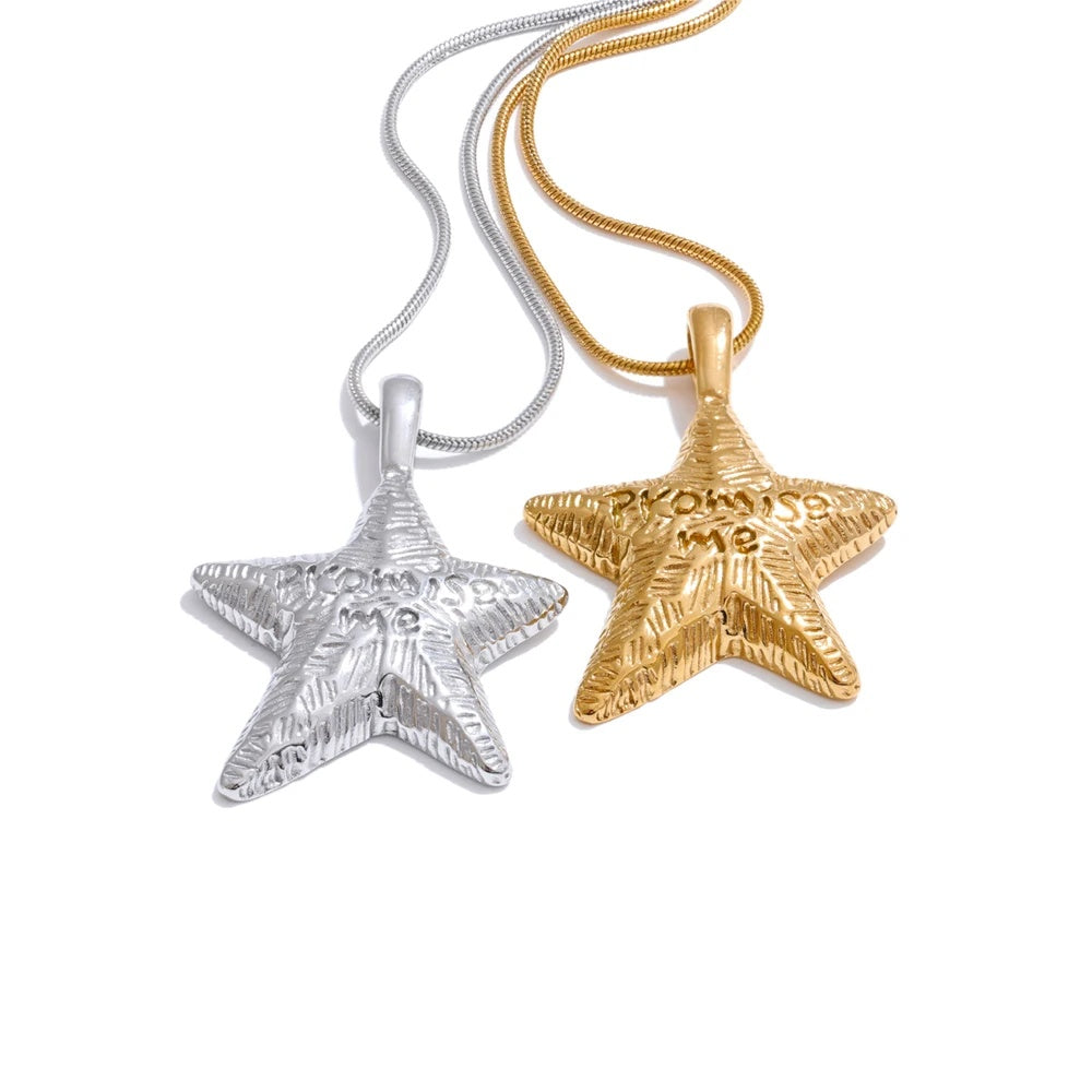 Star cast long pendant chain necklace - product image