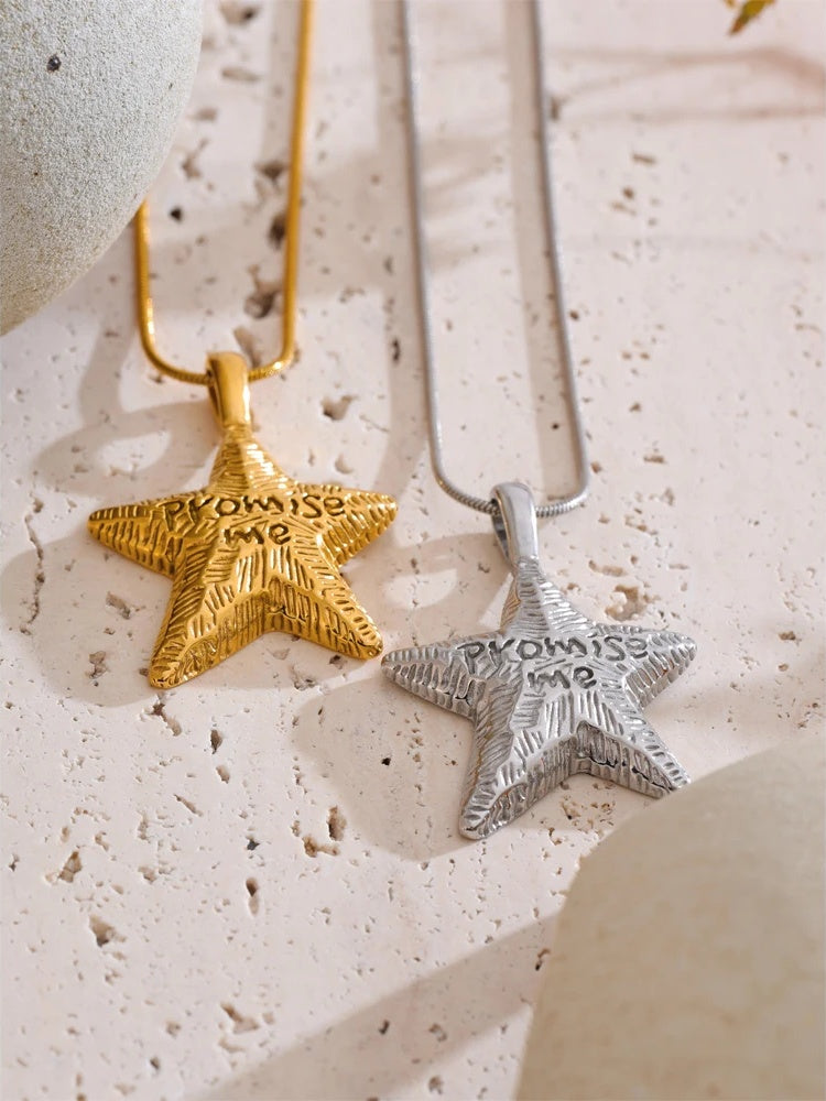 Star cast long pendant chain necklace - product image