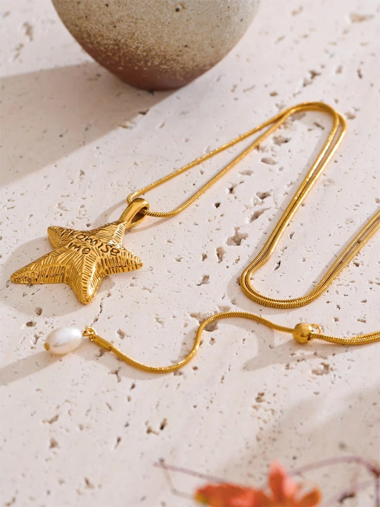 Star cast long pendant chain necklace - product image