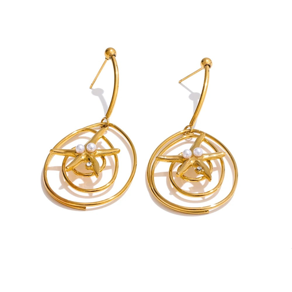 Starfish minimalist hollow drop dangle earrings - product image