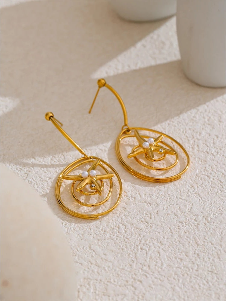 Starfish minimalist hollow drop dangle earrings - product image