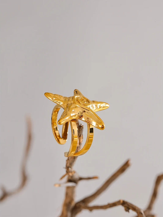 Starfish open adjustable summer party ring - product image