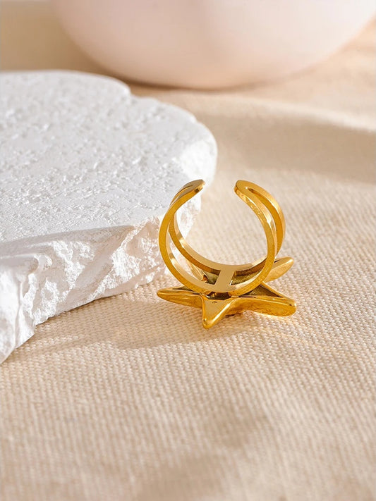 Starfish open adjustable summer party ring - product image
