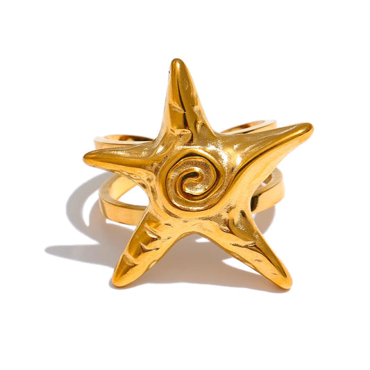 Starfish open adjustable summer party ring - product image