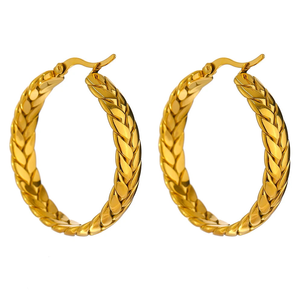 Statement chain abstract hoop earrings women - product image