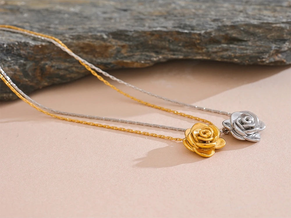 Stereoscopic flower plant pendant necklace - product image
