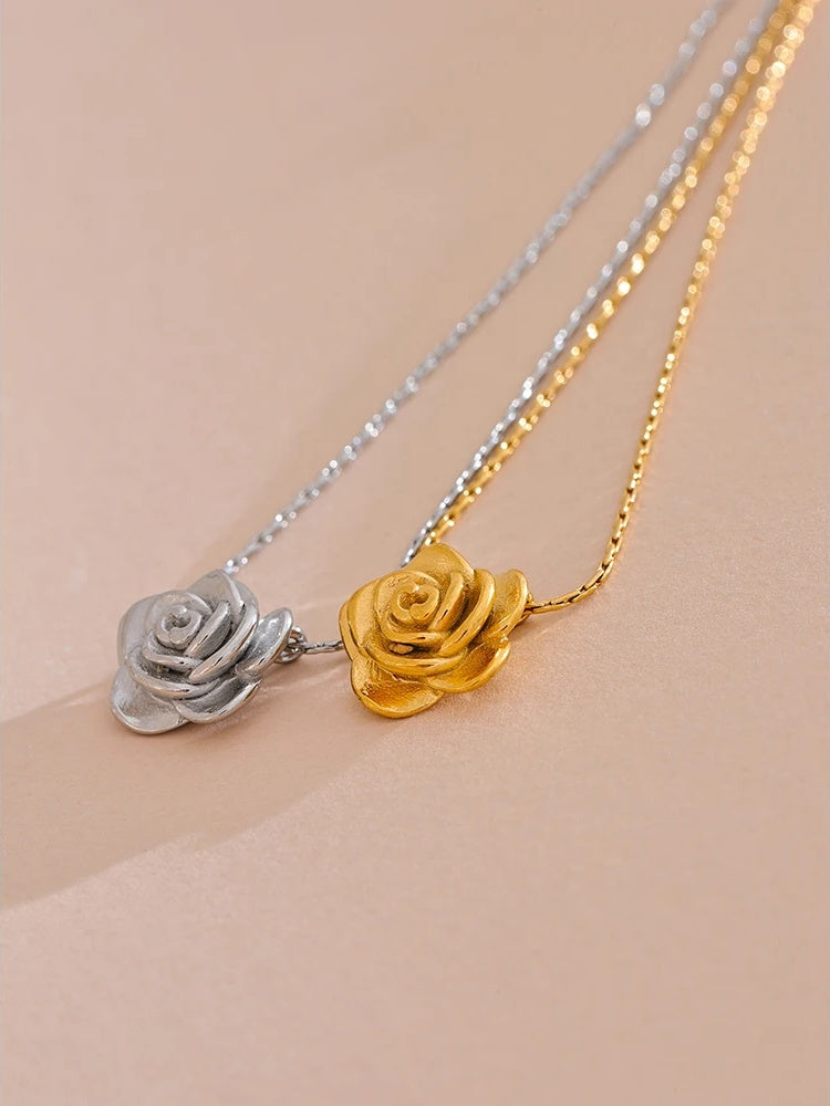Stereoscopic flower plant pendant necklace - product image