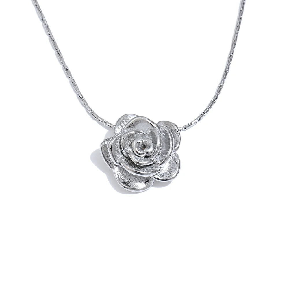 Stereoscopic flower plant pendant necklace - product image